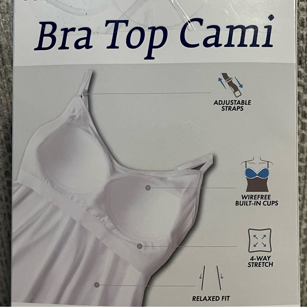 32 Degrees White Sleeveless Relaxed Camisole Top with Built in Bra Size M